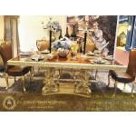 Meja Makan Emas Mewah Kombinasi Veneer